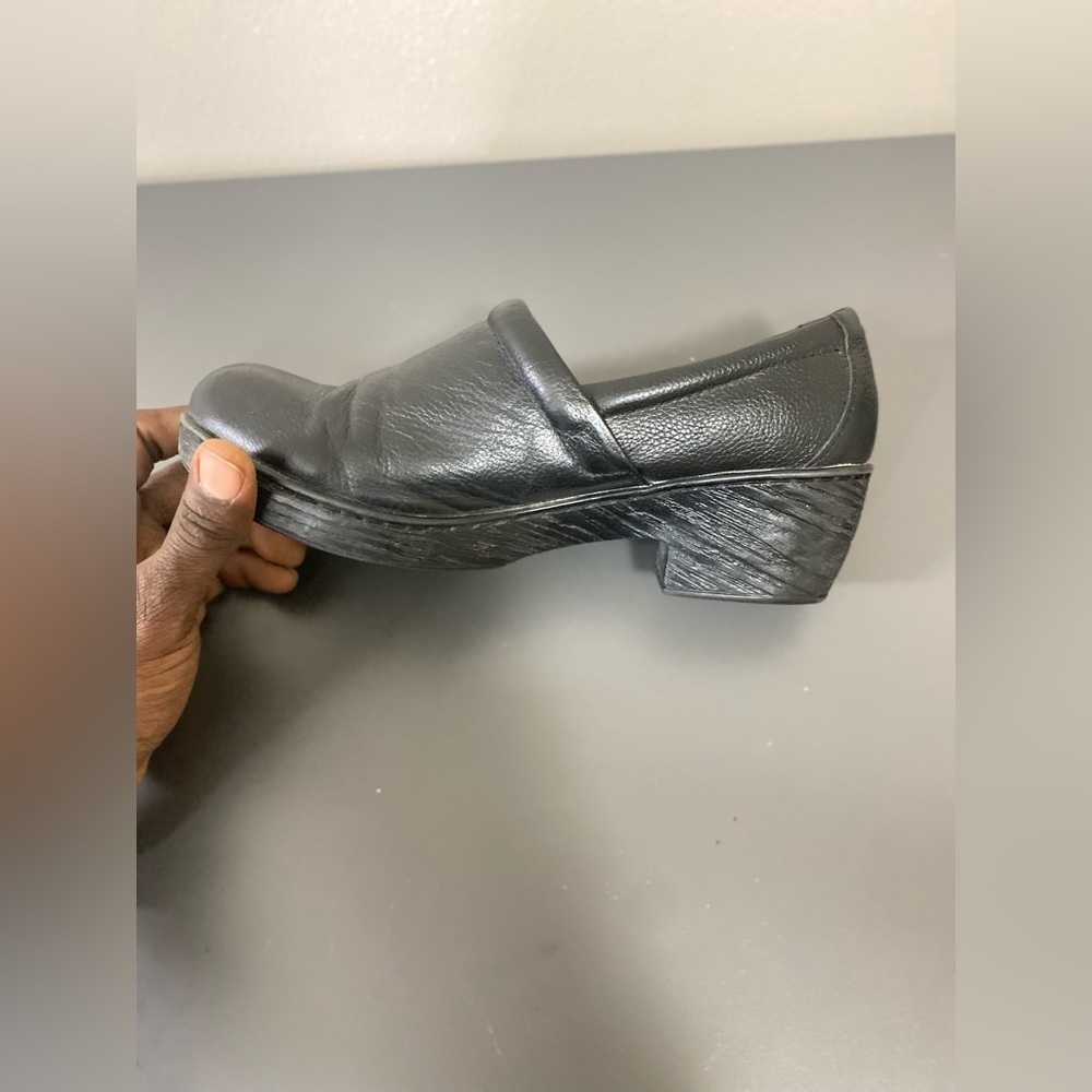 BOC BORN Women’s Size 11M BLACK LEATHER PEBBLED CLOGS MULES SHOES.great Conditio - Picture 11 of 12